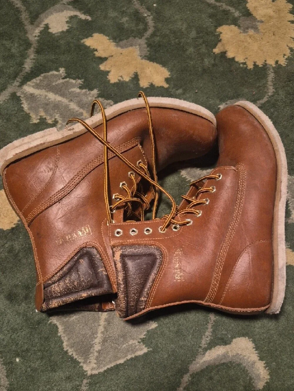 Men's Brown Leather Lace-Up Work Boots - Classic Outdoor Style